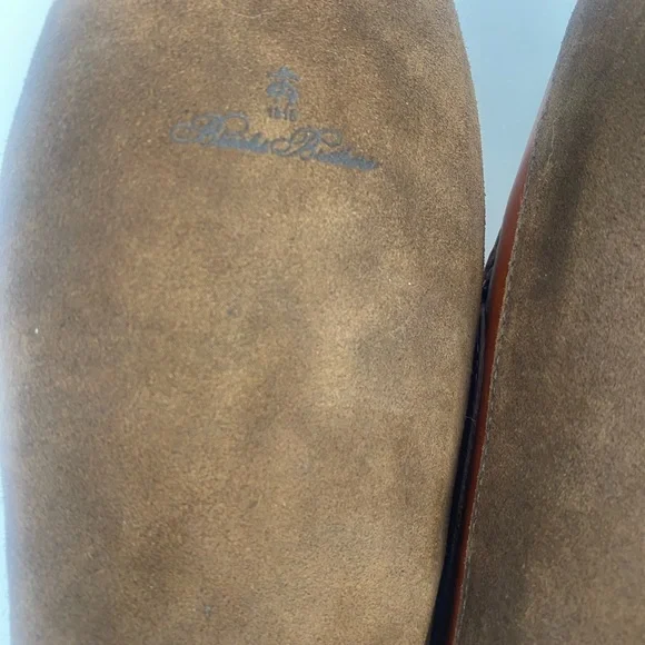 BROOKS BROTHERS Size 11 Men's Brown Leather Shearling LONE TREE Slipper - Picture 10 of 13